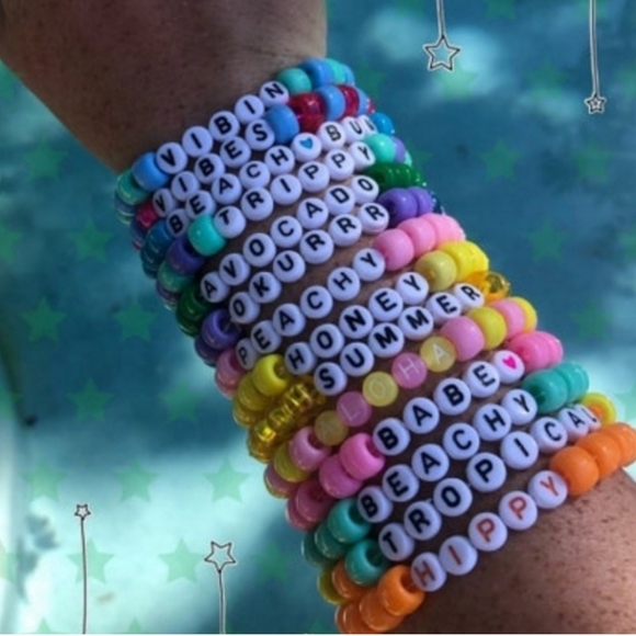 5pc Custom Pony Bead Kandi Rave VSCO Plur Bracelet - Picture 2 of 7